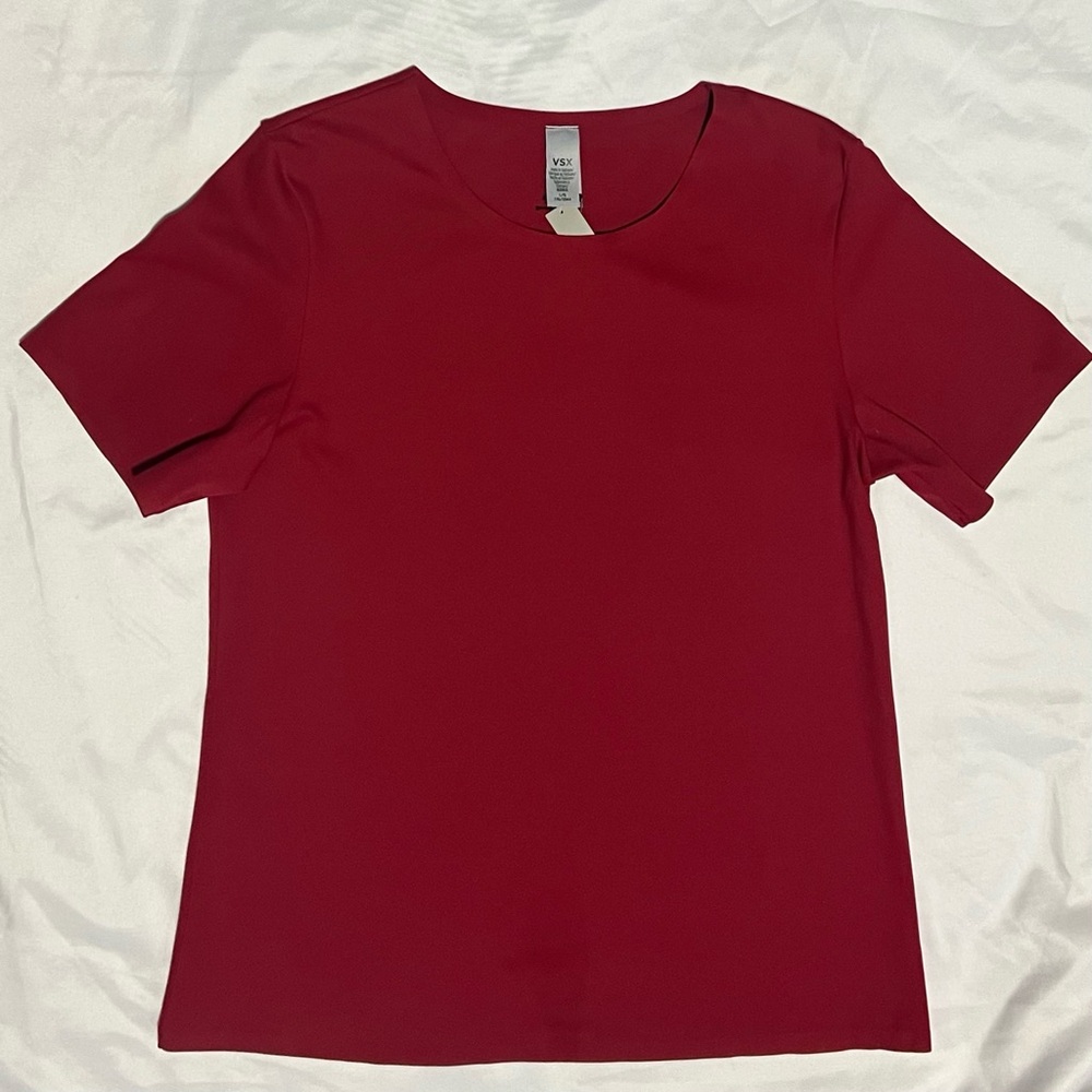 Victoria’s Secret VSX Elevate Tee Red Size Large Performance Top Crew Neck - Picture 4 of 12